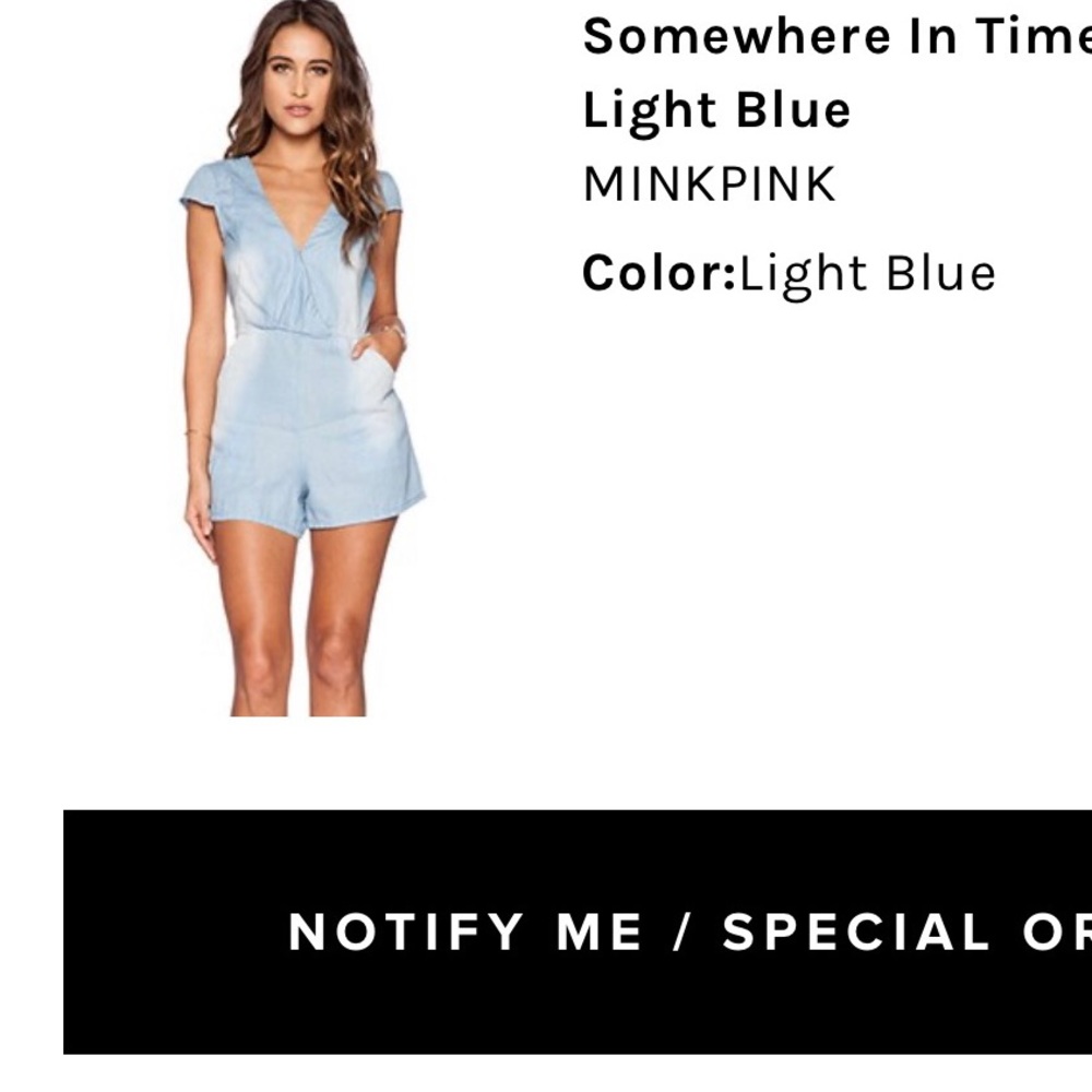 Mink Pink Somewhere in Time Blue Chambray Romper